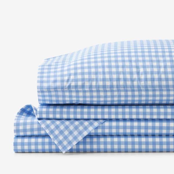 Company Kids Gingham Blue Organic Cotton Percale Twin Sheet Set