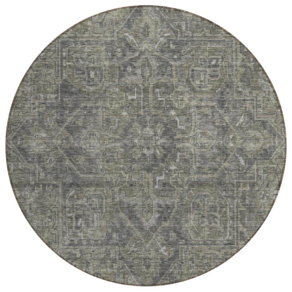 Brown and Black 8 ft. Round Woven Oriental Round Indoor/Outdoor Area Rug price history on PriceWatchPro