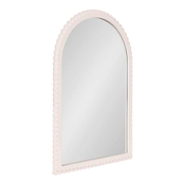Scallia Pink 20 in. x 30 in. Arch Wood Wall Mirror