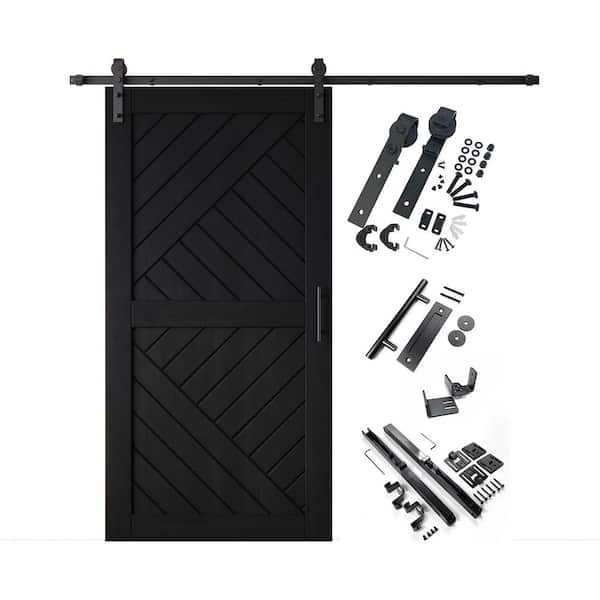 HOMACER 40 in. x 84 in. H-Frame Black Solid Pine Wood Interior