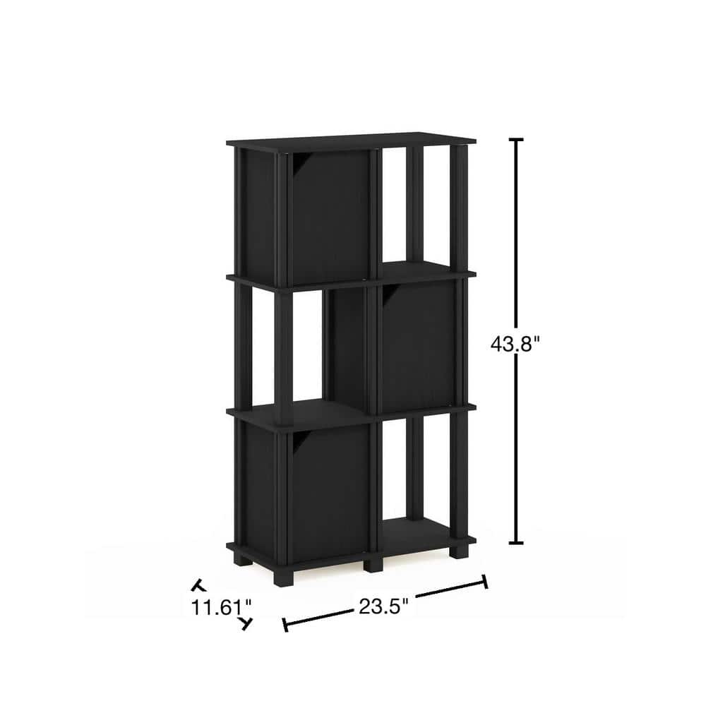 Modern Black Oak Composite Wood 4-Tier Storage Shelf with Doors