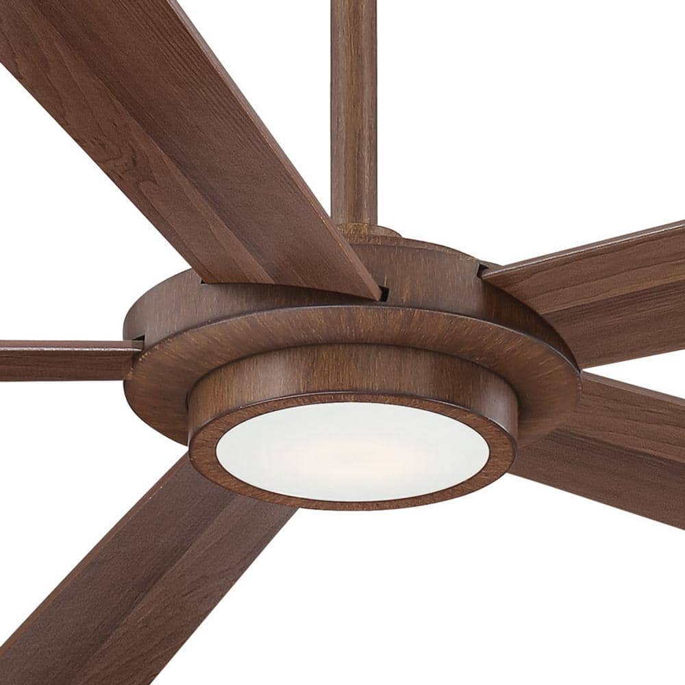 52" Distressed Koa LED Ceiling Fan with Remote and Reversible Blades