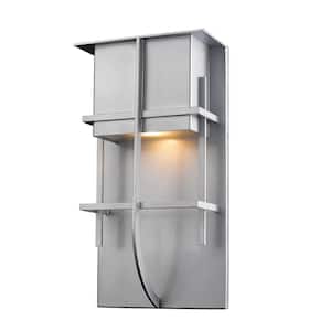 Stillwater 14-Watt 14.75 in. Silver Integrated LED Aluminum Hardwired Outdoor Weather Resistant Barn Wall Sconce Light