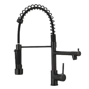 Single Handle Pull Down Sprayer Kitchen Faucet with 360° Rotation and Lock Design in Oil Rubbed Bronze