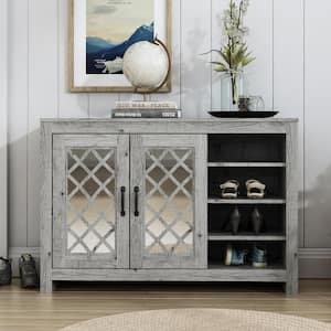 Millicent 30 in. H x 44.3 in. W Mexican Gray 2 Door Shoe Storage Cabinet with Shelves