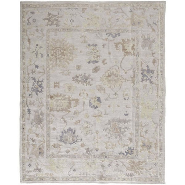 8 ft. x 10 ft. Tan, Ivory Floral Area Rug