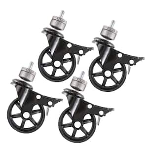 1/2 in. Black Malleable Iron Cap Fitting with 3 in. Caster Wheel for Pipe Furniture (4-Pack)