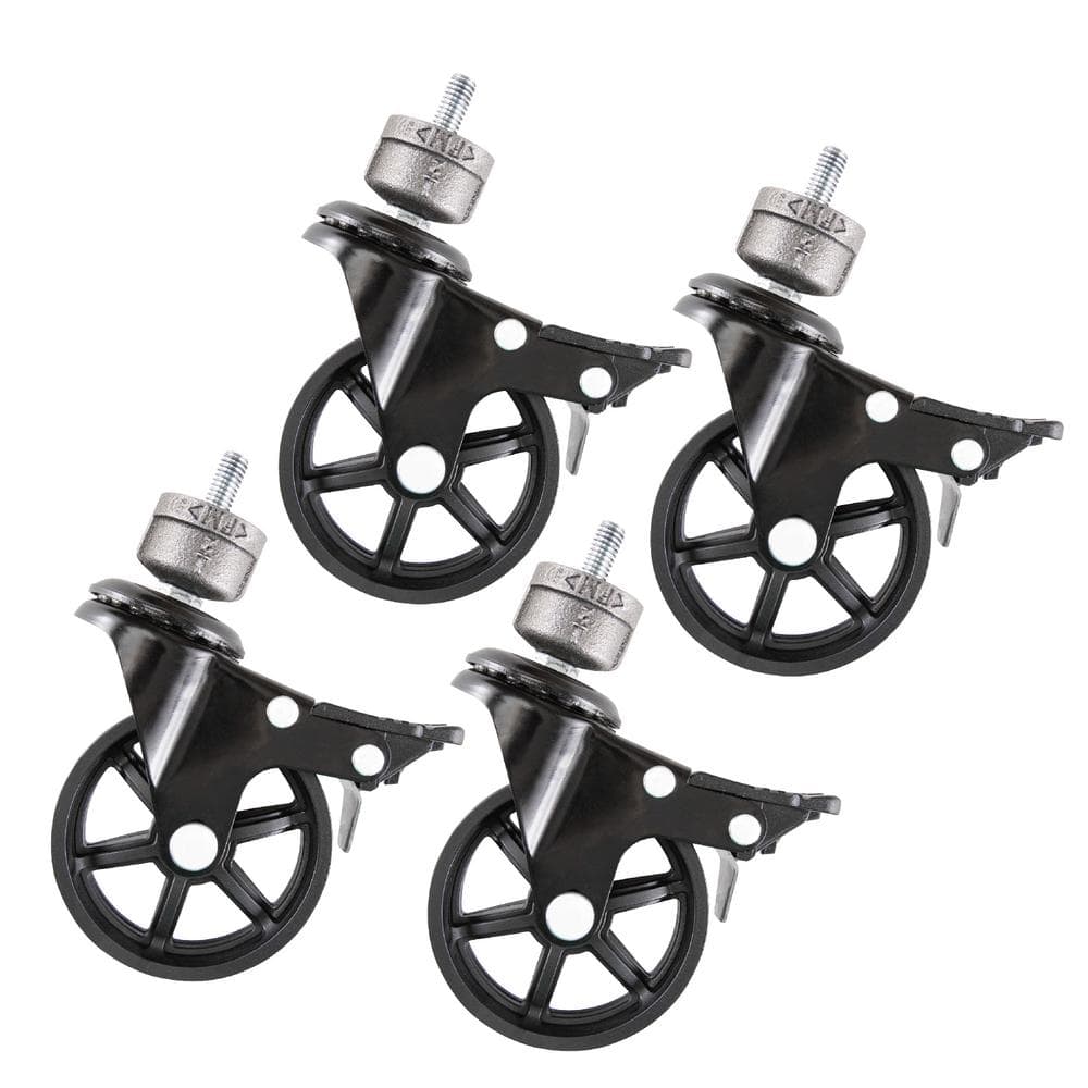 1/2 in. Black Malleable Iron Cap Fitting with 3 in. Caster Wheel for Pipe Furniture (4-Pack) price history on PriceWatchPro