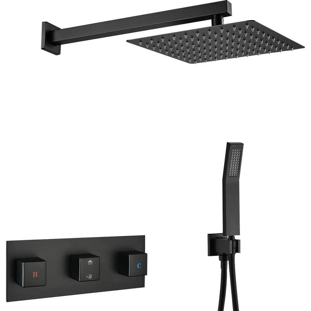 Utopia 4niture Toby 3-Handle 2-Spray 10 in. Square Wall Mount Shower ...