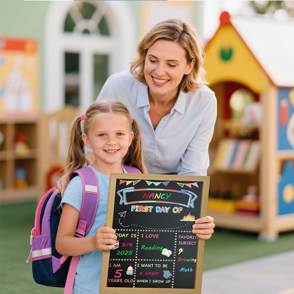 1-Pack 10 in. x 12 in. Double-Sided Chalkboard School Board Sign with Wood Frame and 6 Colorful Markers for All Grades price history on PriceWatchPro