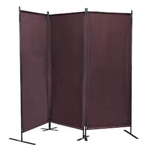 6 ft. 3-Panel Portable Room Divider Folding Privacy Screen with Metal Standing, Brown