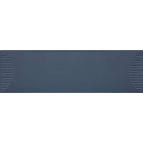 Daltile Stencil Indigo 4 in. x 6 in. Glaze Porcelain Half Moon Sample Tile