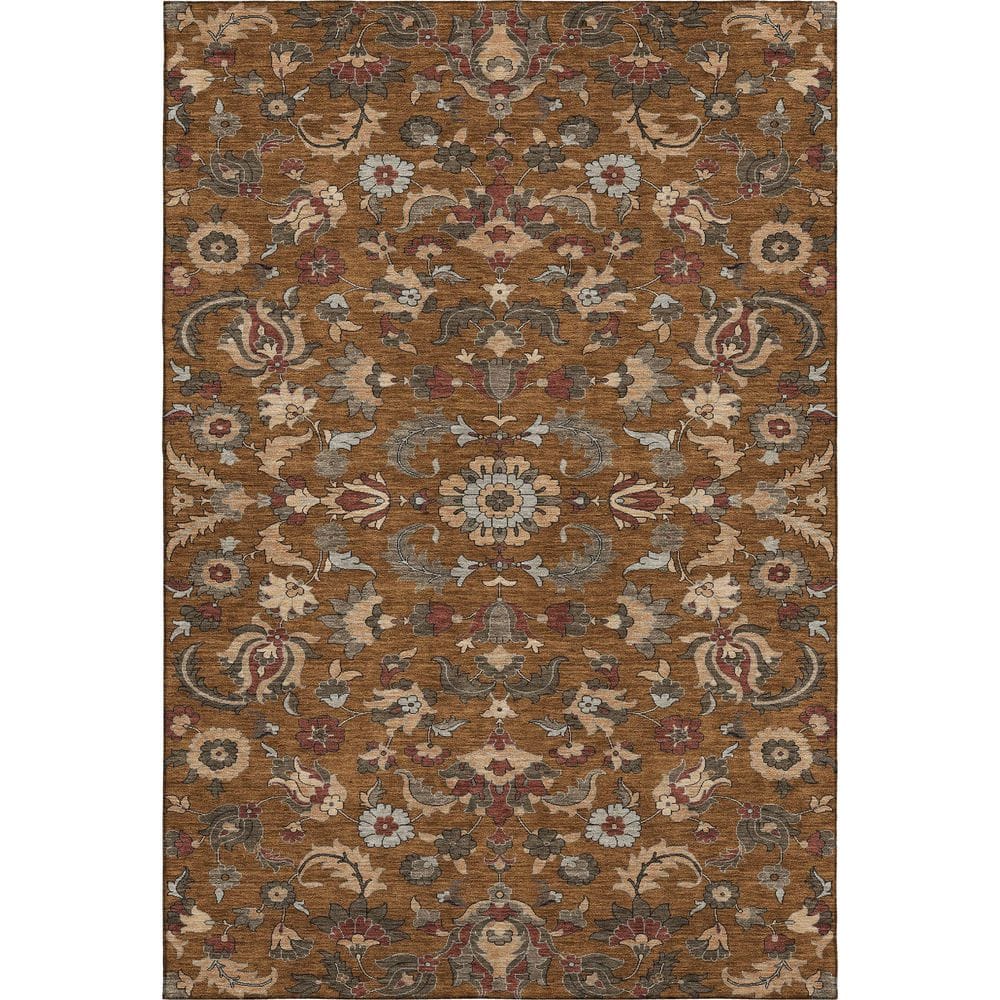 Mayfield Premium Machine Washable Abstract AMF2473 Paprika 3 ft. x 5 ft. Area Rug price history on PriceWatchPro