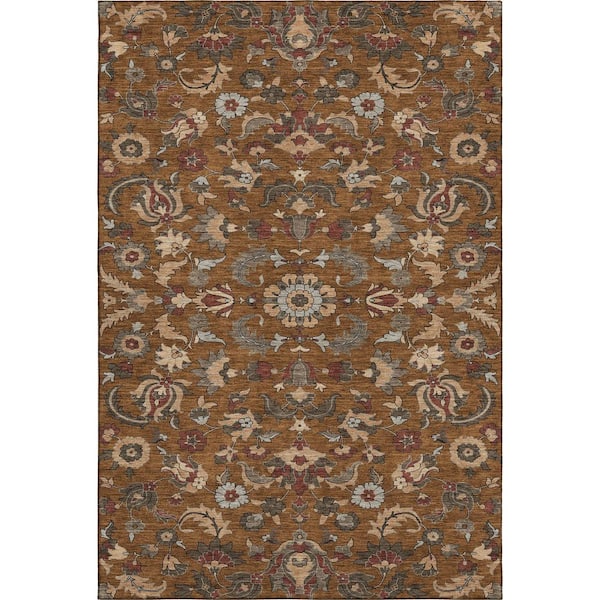 Mayfield Premium Machine Washable Abstract AMF2473 Paprika 9 ft. x 12 ft. Area Rug