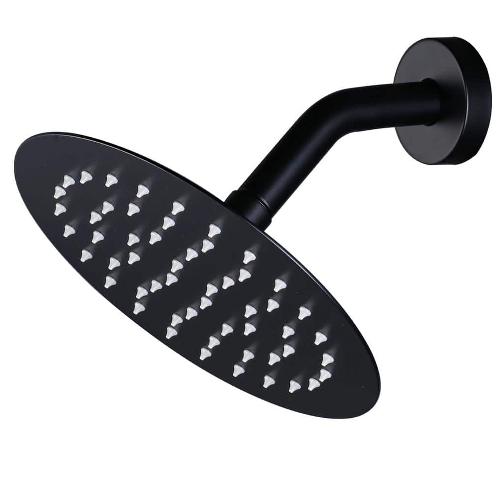 Large Matte Black Round Rain Shower Head with High-Pressure Spray