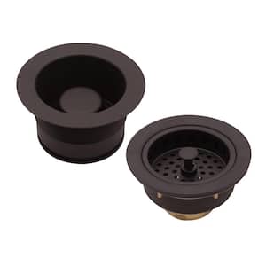 COMBO PACK 3-1/2 in. Post Style Kitchen Sink Strainer and Waste Disposal Drain Flange with Stopper, Oil Rubbed Bronze