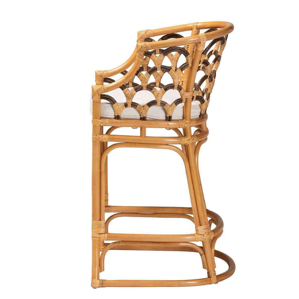 Veneto Light Honey and Dark Brown Rattan Bar Stool