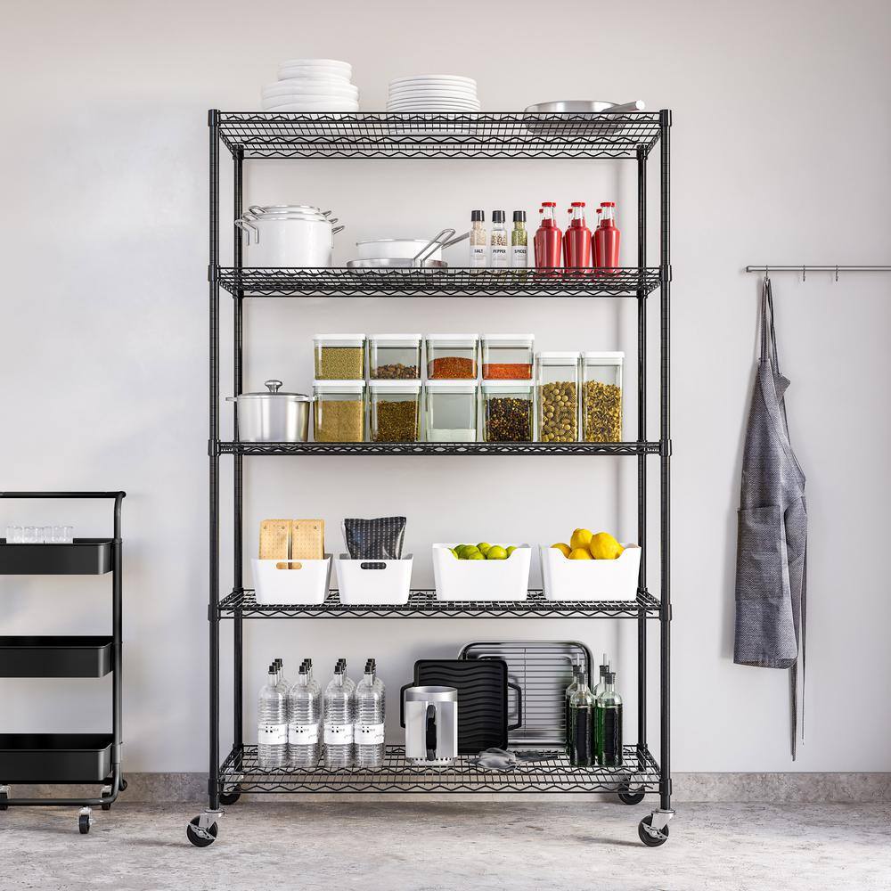 UltraDurable Black Adjustable Steel Wire Shelving Unit, 5-Tier
