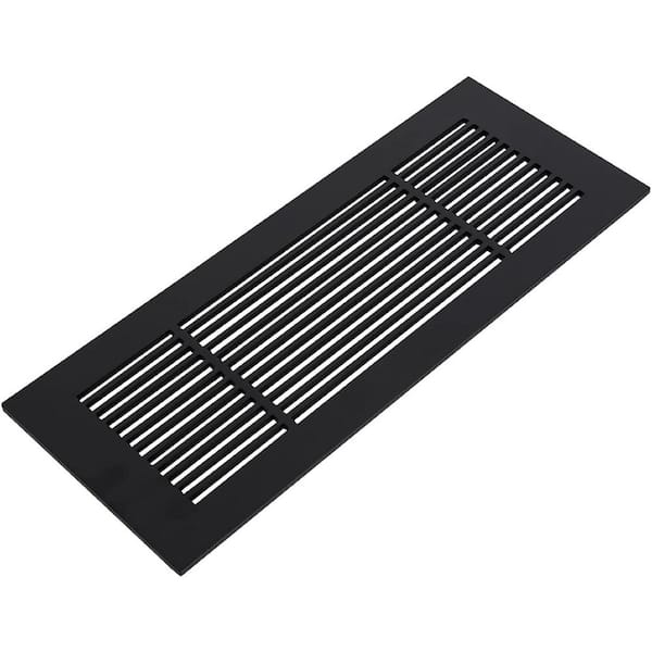 Reggio Registers Royal Series 12 in. x 4 in. Black Steel Vent Cover Grille for Home Floors Without Mounting Holes