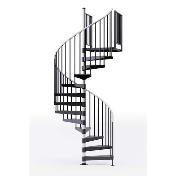 Mylen STAIRS Reroute Prime Interior 60in Diameter, Fits Height 102in - 114in, 2 36in Tall Platform Rails Spiral Staircase Kit