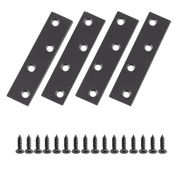 3 in. Black Mending Plate (4-Pack)