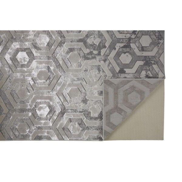 HomeRoots Gray 9 ft. x 12 ft. Abstract Area Rug