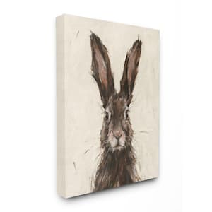 "Brown European Rabbit Hare Portrait Painting" by Ethan Harper Unframed Animal Canvas Wall Art Print 24 in. x 30 in.