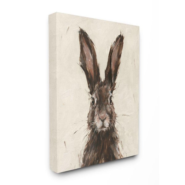 Stupell Industries "Brown European Rabbit Hare Portrait Painting" by Ethan Harper Unframed Animal Canvas Wall Art Print 24 in. x 30 in.