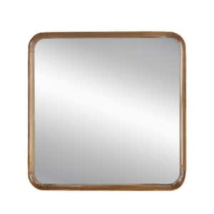 31.5 in. W x 31.5 in. H Wood Brown Vanity Mirror