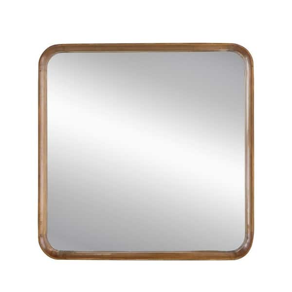 HomeRoots 31.5 in. W x 31.5 in. H Wood Brown Vanity Mirror