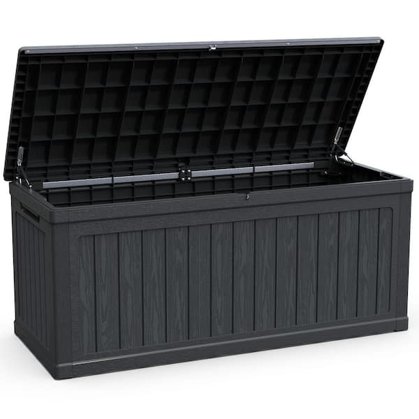 260 Gal. Black Resin Stroage Waterproof Outdoor Deck Box
