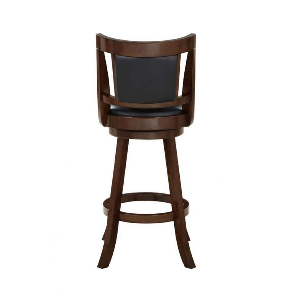 Cappuccino Brown Leather Swivel Barstool with Footrest