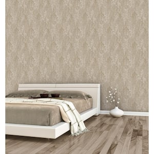 Metallic FX Beige and Gold Large Damask Non-Woven Wallpaper