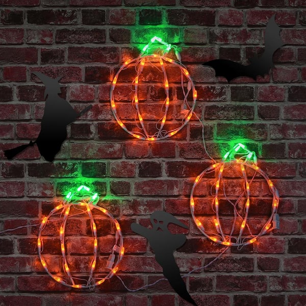 National Tree Company Halloween Lighted Mini Pumpkin Trio ...