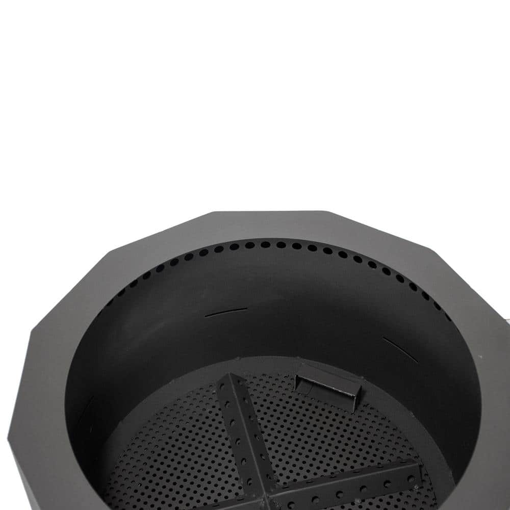 Black Powder-Coated Steel Smokeless Round Fire Pit
