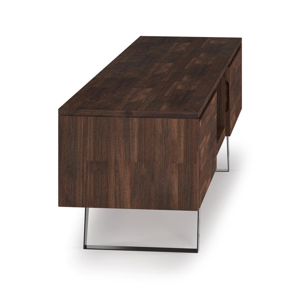 Lowry 72 Inch Distressed Charcoal Brown Acacia TV Media Stand