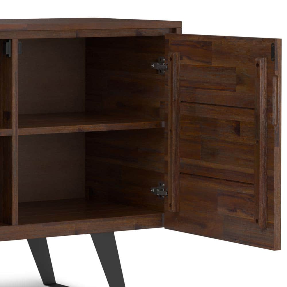 Lowry Distressed Charcoal Brown Solid Acacia Wood Sideboard Buffet