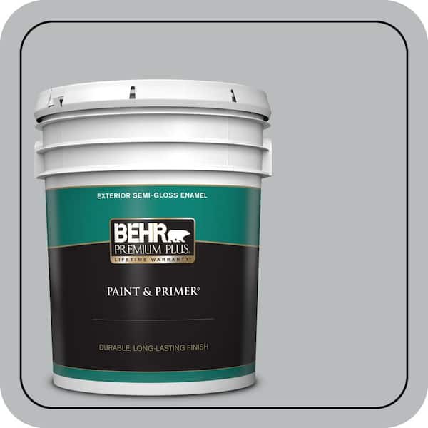 BEHR PREMIUM PLUS 5 gal. #PPU18-05 French Silver Semi-Gloss Enamel Exterior Paint & Primer