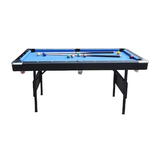 66 in. Slate Bumper Pool Table for Family Game Rooms with Blue Velvet, Balls, Brush and Chalk