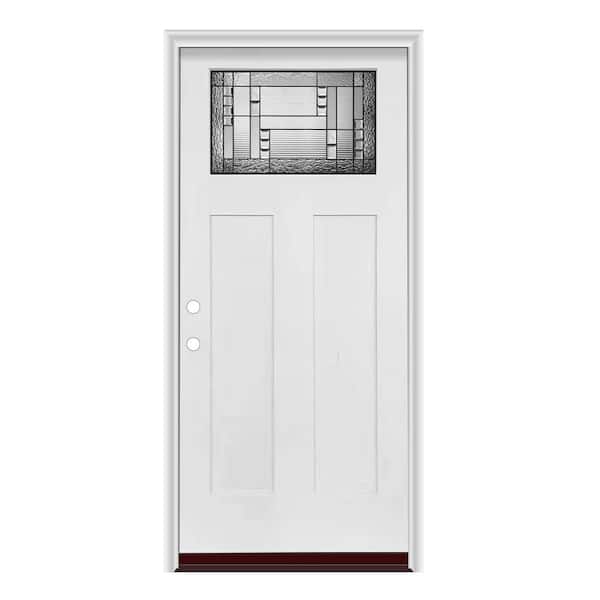 GENESIS ENTRIES 36 in. x 80 in. Right-Hand/Inswing Craftsman 1/4 Lite Decorative Glass Smooth Fiberglass Prehung Door w/PVC Frame