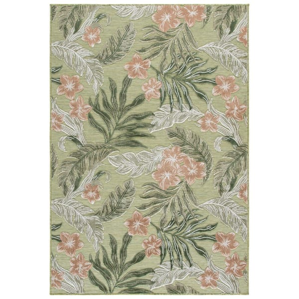 Cabana 6 x 10 Green/Brown Floral Area Rug