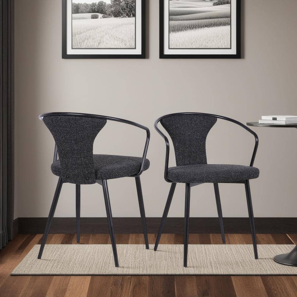 Francis Black Powder Coated and Black Fabric Contemporary Dining Chair