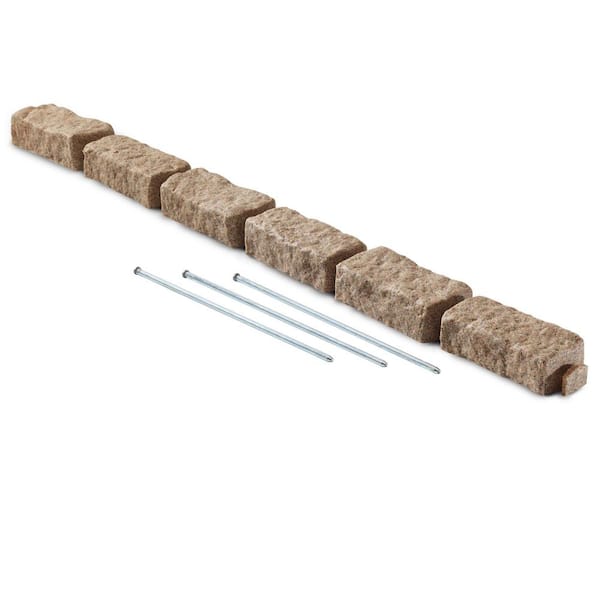 47.5 in. x 2.25 in. x 4 in. Sand Stone (Section) Faux Stone Plastic Garden Edging (1-Pack)