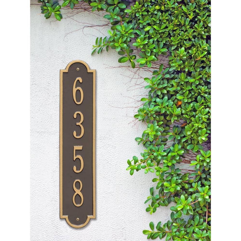 Richmond Vertical Bronze and Gold Metal Address Plaque