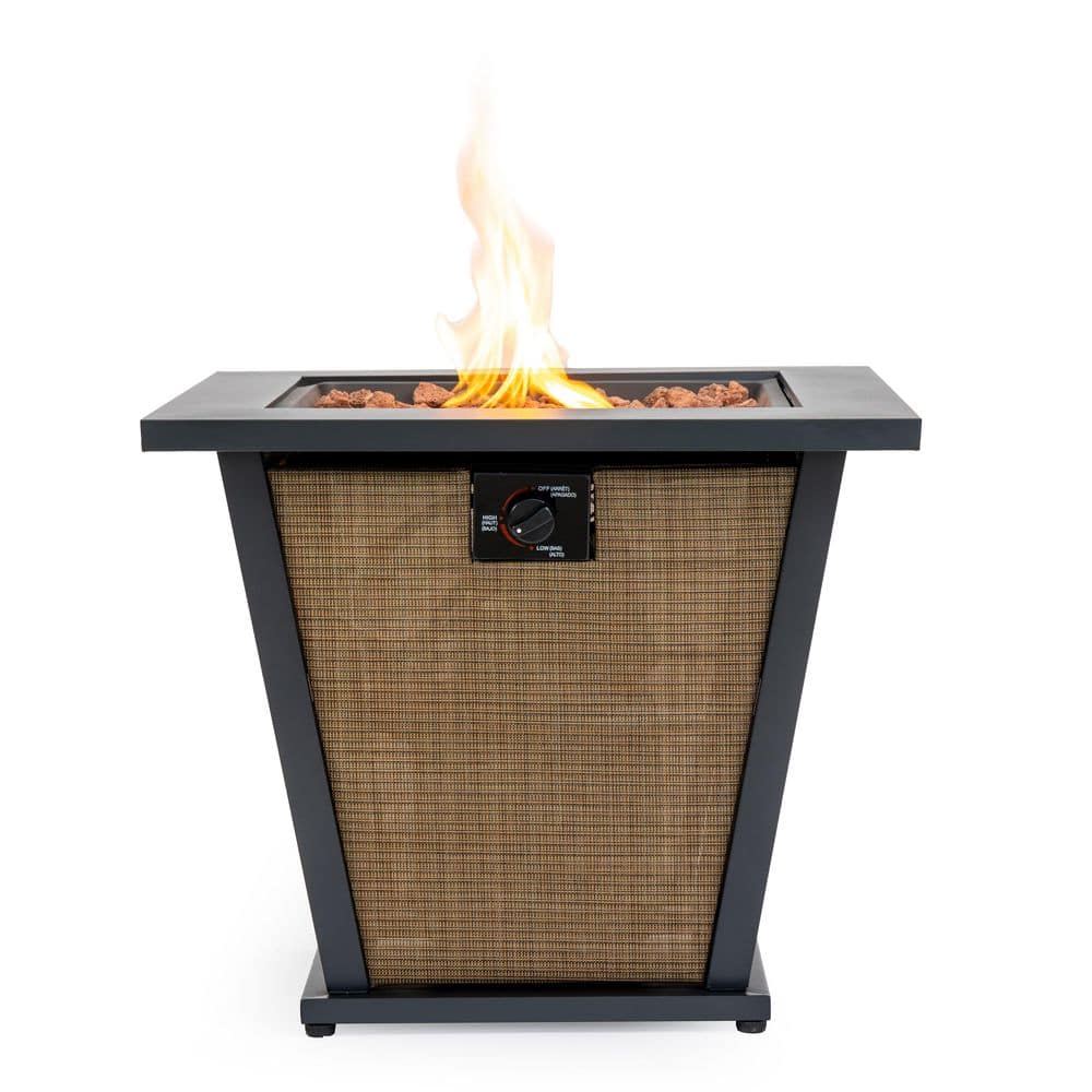 28 in. Propane Gas Fire Pit Table, 50000 BTU Square Steel Fire Pit  for Outside Patio Deck Garden Courtyard -Brown price history on PriceWatchPro