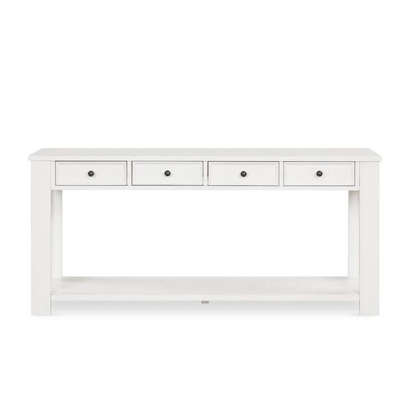 Utopia 4niture Evie 63 in. Antique White Rectangle Wood Console Table