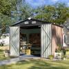 Sizzim 8 ft. W x 6 ft. D Storage Metal Shed with Double Door, Floor, Locks, 4 Air Vents (42 sq. ft.) SM-DETIS407-68