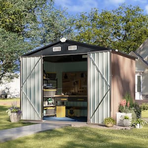 8 ft. W x 6 ft. D Storage Metal Shed with Double Door, Floor, Locks, 4 Air Vents (42 sq. ft.)