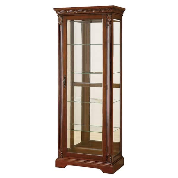 Acme Furniture Addy Cherry Curio Cabinet with 4 Glass Shelves 90062 ...