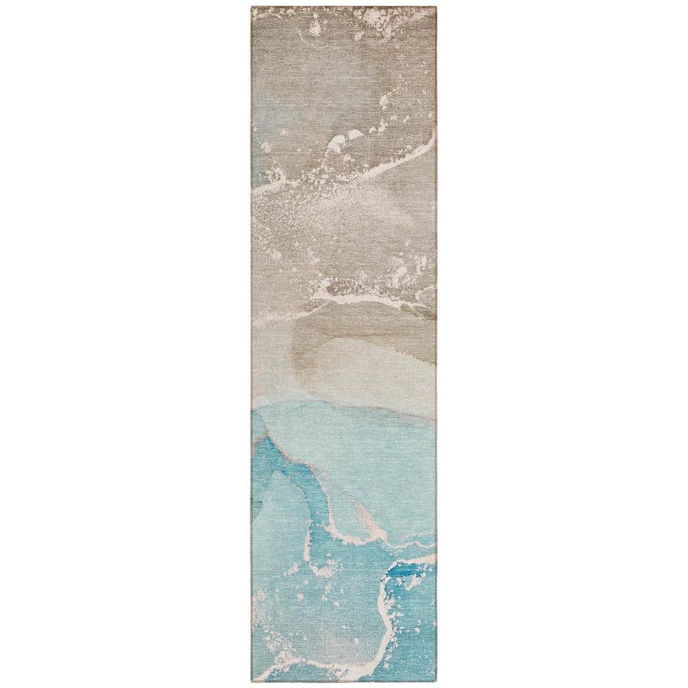Teal 2 ft. x 8 ft. Woven Abstract Polyester Runner Indoor/Outdoor Area Rug price history on PriceWatchPro